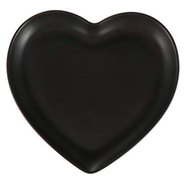 Imagem de Pratos de aperitivo Pratos de servir Prato de coração de cerâmica Prato de aperitivo Prato de jantar Prato de lanche de porcelana Prato de servir frutas para salada Bife Carne de peixe Coração preto P