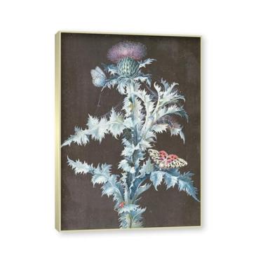 Imagem de NHLDZYH Moldura em champanhe. Flores clássicas ainda vida em tela retro buquê de flores pinturas estilo country decoração de parede para cozinha e sala de estar. C11. 40 x 56 cm.