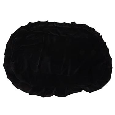 Imagem de Capa de banco de piano de veludo dourado antiderrapante anti pilling macio capa de almofada de banco de piano para casa sala de jantar material de veludo (Preta)