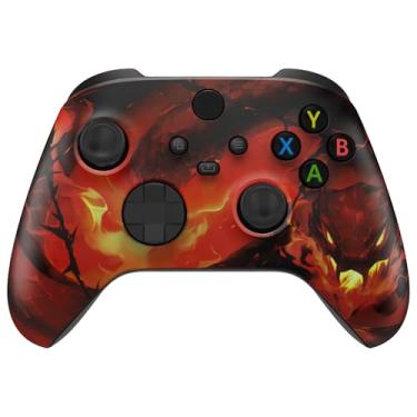Imagem de eXtremeRate Capa personalizada para controle Xbox Series X & S - Revitalize seu jogo - Acessórios de substituição Purgatory Fire Serpent Capa frontal para controle Xbox Core - Sem controle