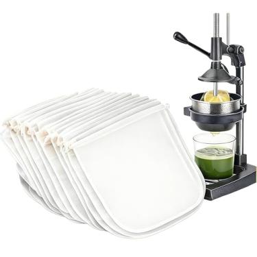 Imagem de Sacos para espremedor de suco de ferro fundido, pacote com 10 - 200 sacos de prensa de suco de malha de nylon, 25,4 x 35,5 cm, malha fina reutilizável para sucos, leite de nozes, frutas e cidra