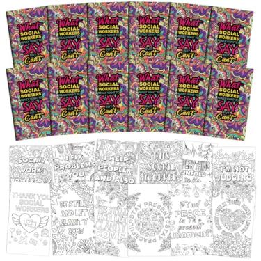 Imagem de Tenceur 12 livros de colorir de assistente social, presentes de agradecimento para adultos, arte faça você mesmo, alívio do estresse, livro de desenho, padrões inspiradores, ideias engraçadas
