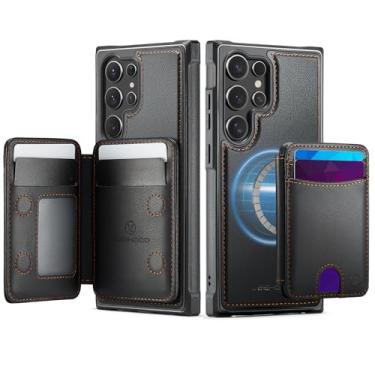 Imagem de owlhold Capa carteira para Samsung Galaxy S26 Ultra, compatível com MagSafe e bloqueio de RFID 2 em 1, capa dobrável dobrável, estilo de suporte de couro PU removível, capa de telefone para Samsung