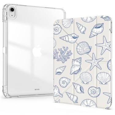 Imagem de Idocolors Linda capa para iPad 7ª/8ª/9ª geração, iPad de 10,2 polegadas, 2019/2020/2021, capa traseira de acrílico transparente com suporte para lápis, vários ângulos destacáveis, dobrável em forma de