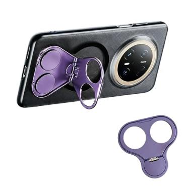 Imagem de 1 suporte de telefone de metal roxo, ferramenta de transmissão ao vivo e relógio compulsivo para todos os principais telefones - Suporte de anel dobrável giratório portátil com interruptor de tela