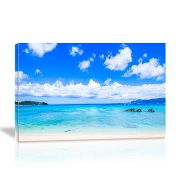 Imagem de Kpasnd Imagens de praia arte de parede imagens do oceano decoração de parede azul paisagem marítima arte costeira para decoração de escritório doméstico