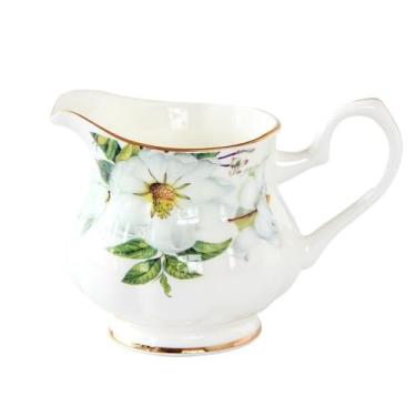 Imagem de Jarro de leite de cerâmica de cozinha com alça e bico de gotejamento multiuso para casa, pote de molho e creme (verde)