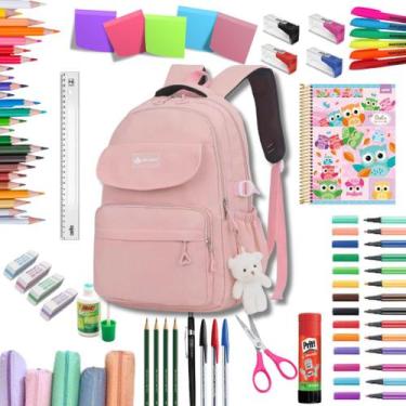 Imagem de Kit Material Escolar Feminino Juvenil Ensino Médio Completo Cor da Moc