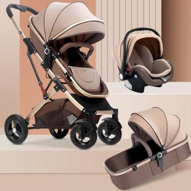 Imagem de KELEME Travel de System Reverse, Carrinho 3 em 1 com Descanso E Portátil, Capota Retrátil, Carrinho de Berço Passeio Reversível, Reclinável Vira Berço Alça Reversível