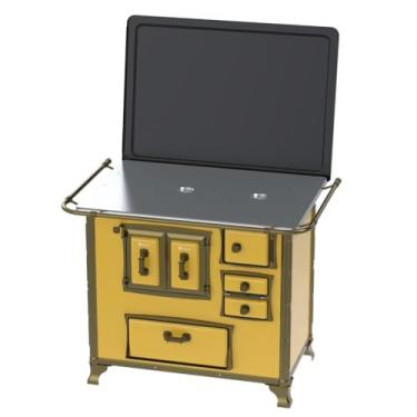 Imagem de Fogão a Lenha N 2 Renaissance Chapa de Aluminio Amarelo Saida Esquerda