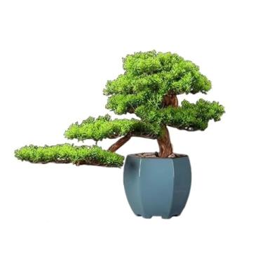 Imagem de Bonsai artificial de simulação de plantas falsas para escritório, varanda, sala de estar, decoração de hotel, árvore falsa (B)