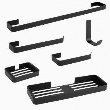 Imagem de Kit Acessórios Para Banheiro Preto Fosco 6 Peças
