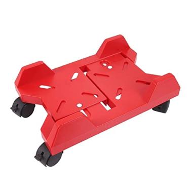 Imagem de Suporte prático para CPU móvel, piso de torre de computador de mesa giratório, suporte de capa de largura ajustável com 4 rodas giratórias para a maioria dos jogos (vermelho)