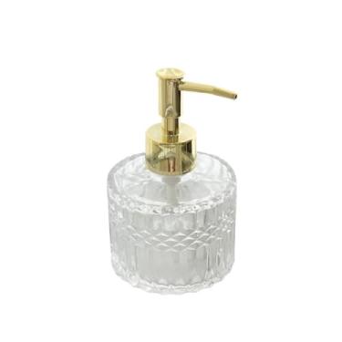 Imagem de Dispensador de sabão de vidro de 200 ml para banheiro e garrafa de gel de banho para banheiro e cozinha garrafa bomba líquida (ouro)