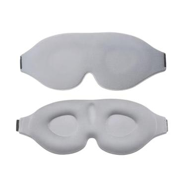 Imagem de Máscara de dormir contornada 3D para pessoas que dormem de lado e de costas com bloqueio de luz completa zero pressão respirável cobertura para os olhos de viagem (cinza)