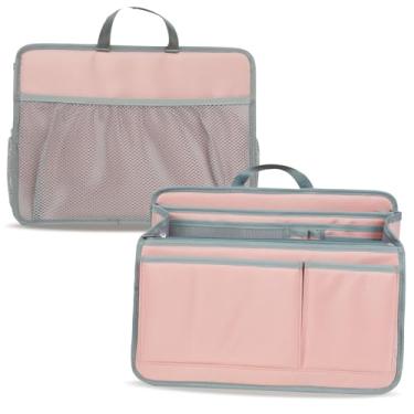 Imagem de Bolsa tiracolo robusta para bolsa carteiro de ombro - 20 bolsos, nylon acolchoado durável, alça (grande, rosa)