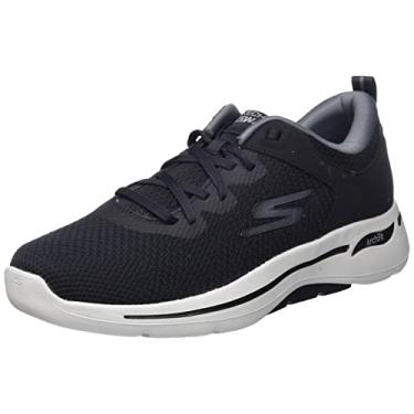 Imagem de Skechers Tênis masculino 2023 Go Walk Arch Fit Clinton leve acolchoado, Têxtil Preto Couro Preto Sintético, 9.5