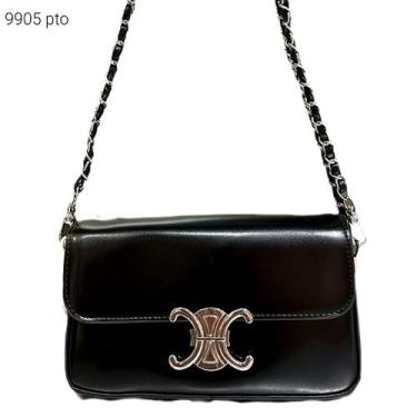 Imagem de Bolsa Feminina Baquete Inspiração Luxo com Tampa e Alça Transversal de