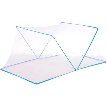 Imagem de Mosquiteiro Cama Casal Tenda Portátil Dobrável Prática Mosquiteiro Cama Casal Tenda Portátil Dobrável Prática Cor:Azul