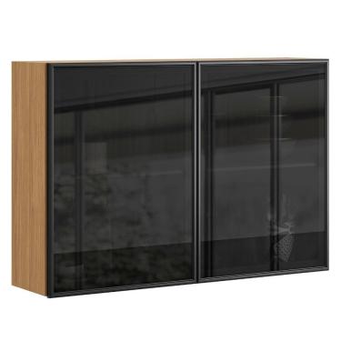 Imagem de Armário Aéreo Art 2 Portas Vidro 120 Cm Freijó Preto Kit's Paraná