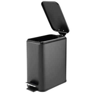 Imagem de Lixeira Slim de Pedal em Ferro e Plástico PP 5 Litros - Clink, Preto