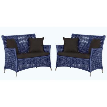 Imagem de 2 Sofás área Externa Igapó Alumínio Fendi Corda Náutica E9 Azul