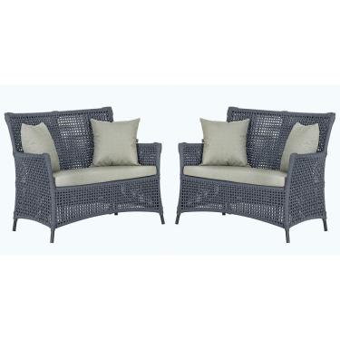 Imagem de 2 Sofás área Externa Igapó Alumínio Preta Corda Náutica E3 Prata