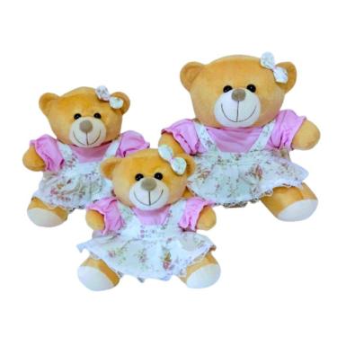 Imagem de Ursa Pelúcia Jardineiras Rosa 3 Un