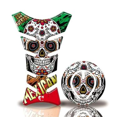 Imagem de Kit Protetor Tanque Adesivo Moto Honda Caveira Mexicana Até 2016