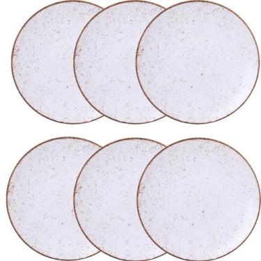Imagem de Jogo de pratos de sobremesa 6 peças porcelanas 21cm tramontina rustico