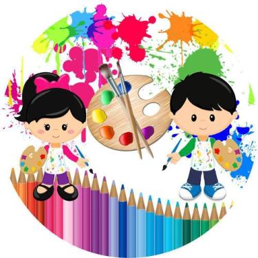 Imagem de Painel de Lona Redondo Pintando o Sete Crianças - Fabrika de Festa, 20