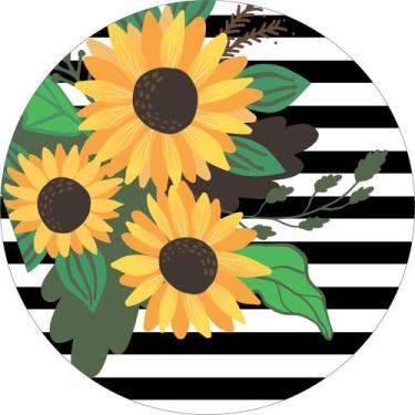 Imagem de Painel de Lona Redondo Girassol Fundo Listras - Fabrika de Festa, 190x