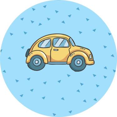 Imagem de Painel de Lona Redondo Fusca Amarelo Cartoon - Fabrika De festa, 100x1