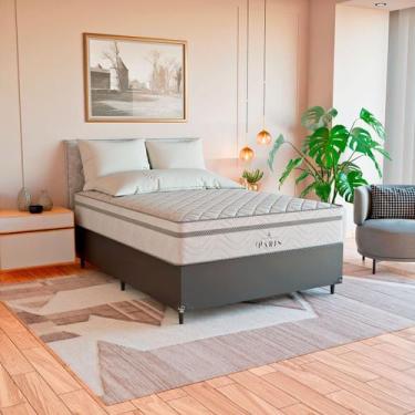 Imagem de Cama Box Casal Couro Preto + Colchão Paris Molas Cores - eShop casa, C