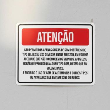 Imagem de Placa Acm Permitido Caixas Som Portáteis 18X23 - Sinalizo
