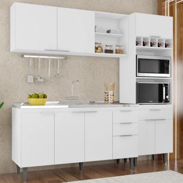 Imagem de Armário De Cozinha Cp02 Com Pia 150cm Pérola Z34 Branco - Mpozenato