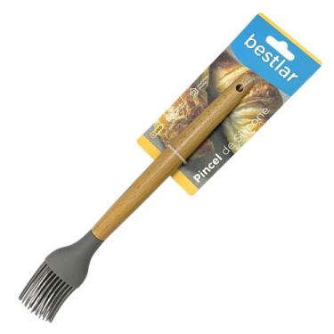 Imagem de Pincel de Silicone Cinza com Cabo em Madeira - Bestlar