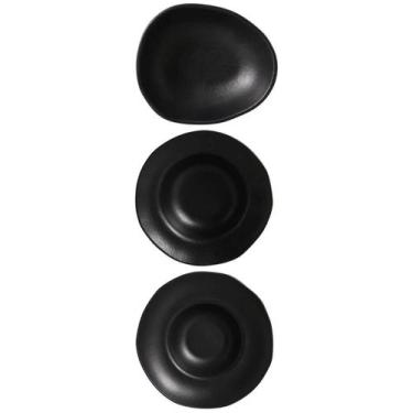Imagem de Jogo 3 Peças Prato de Massa Sobremesa Cumbuca Orgânico Preto Porto Bra