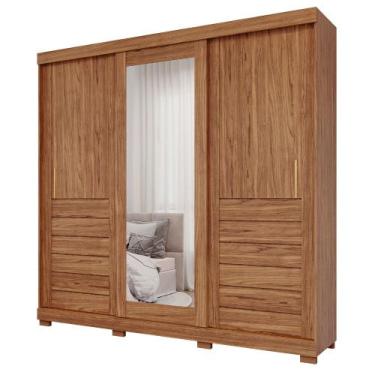 Imagem de Guarda Roupa Maite 3 Portas Correr com Espelhos e Pés - Panan, Cinamom