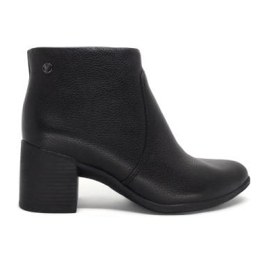 Imagem de Bota Bottero Cano Curto Salto Médio Couro Zíper Lateral, Preto, 37