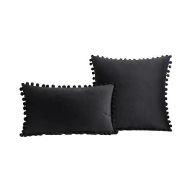 Imagem de Capa De Almofada De Veludo 30x50cm 45x45cm 50x50cm Com Pompom Fofo, Ca