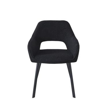 Imagem de Cadeira Oslo Preta Estofada Com Braço Moderna Aço Waw Design