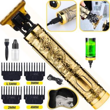 Imagem de Máquina De Acabamento e Barbear sem Fio Recarregável Elétrico Dourada 