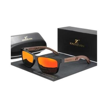 Imagem de Óculos De Sol Polarizados Masculinos KINGSEVEN TR90 Em Madeira De Nogu
