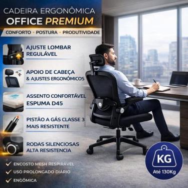 Imagem de Cadeira de Escritório Ergonômica Presidente  Ajuste de Lombar, Encosto