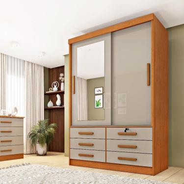 Imagem de Guarda Roupa Chicago 2 Portas 6 Gavetas Cinamomo/Off White Tcil Moveis