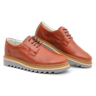 Imagem de Sapato Oxford Masculino Derby Tratorado Couro Premium Tricê-Masculino