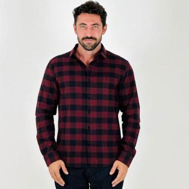 Imagem de Camisa Sibra Xadrez Manga Longa em Flanela Masculina, 4, Vermelho