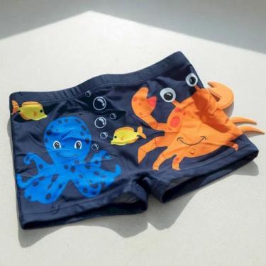 Imagem de Sunga 3D Infantil Boxer UV50+ Para Praia Piscina Natação Bebê Menino T