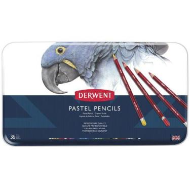 Imagem de Estojo de Metal Derwent com 36 Lápis de Cor Pastel Pencils